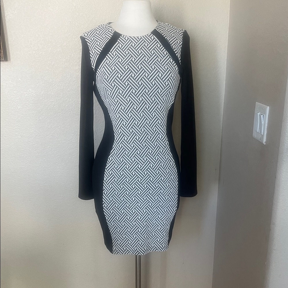 H&M Black and White Long Sleeve Dress